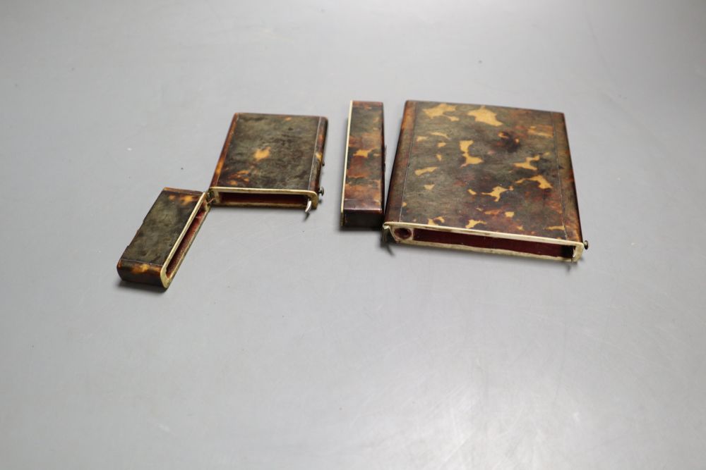 Two 19th century tortoiseshell card cases, 5in. and 3.5in.
